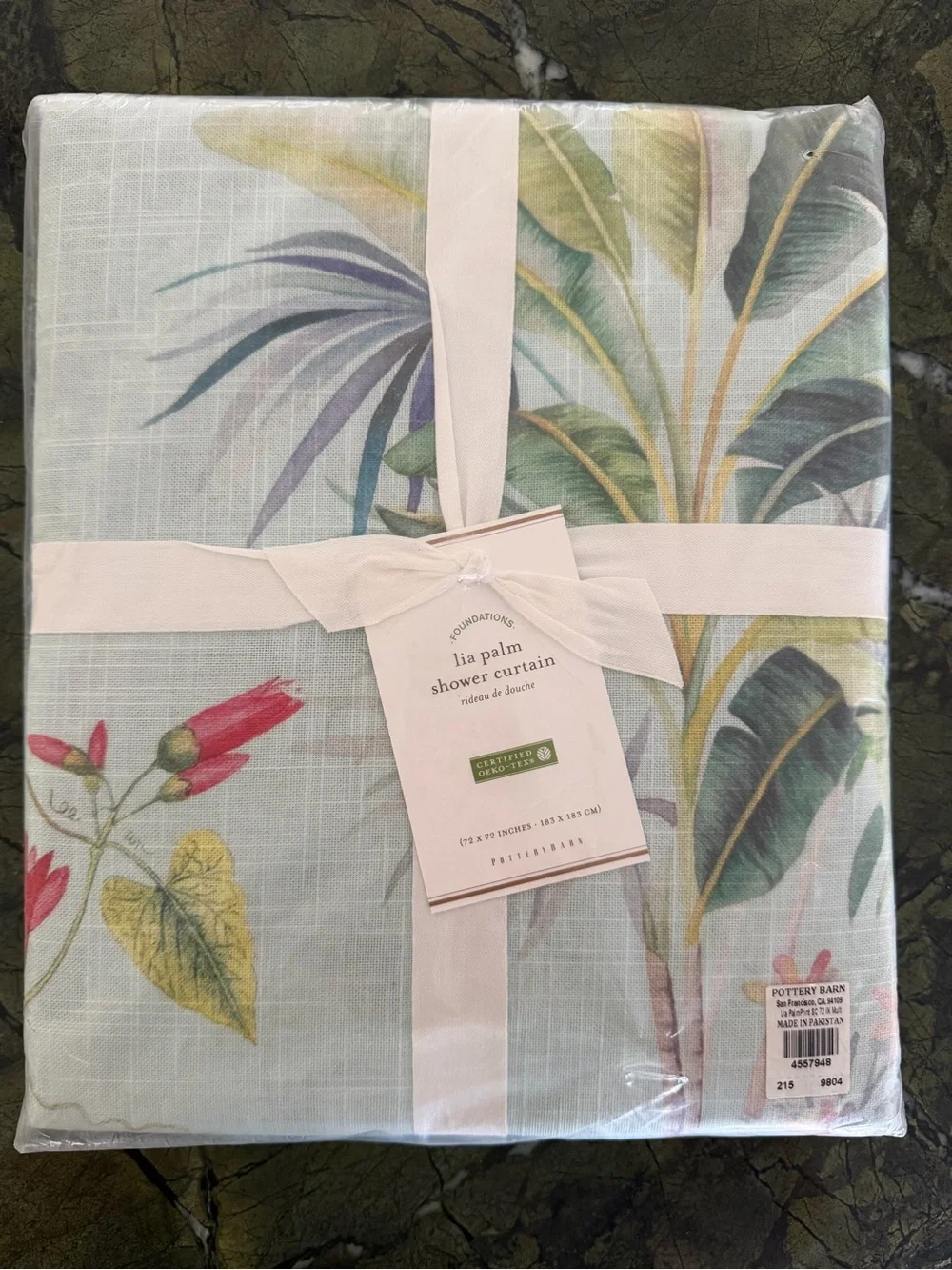 Pottery Barn Aqua Lia Shower Curtain